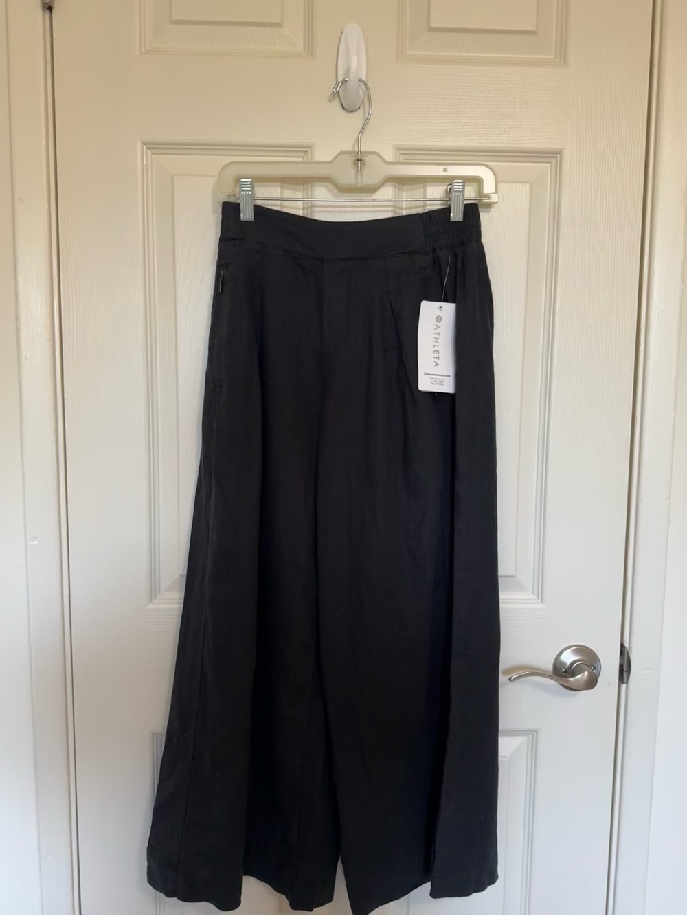 Athleta Black Playa Linen Wide Crop Pants - Picture 3 of 7